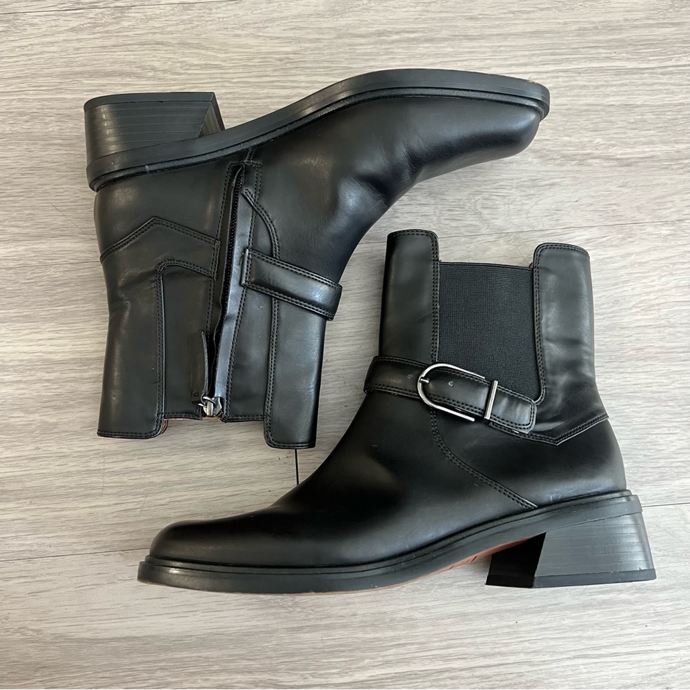 Franco Sarto, Gratia, Black, Leather, Buckle Boots | Women’s 8 - Picture 2 of 7
